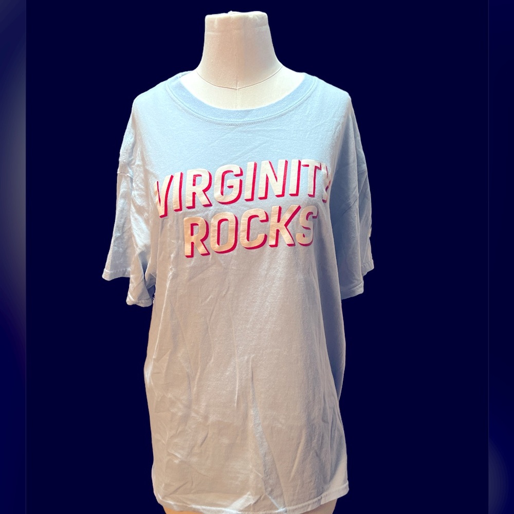 VIRGINITY ROCKS | UNISEX GRAPHIC SHORT SLEEVE CREW NECK TEE SZ LARGE
